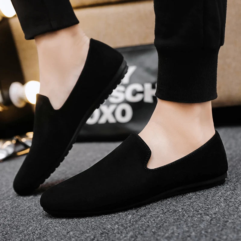 Hot Sale Black Loafers Men Summer Flat Shoes Comfortable Lightweight Men's Casual Shoes Non-slip Slip-on Shoes Man Lazy Shoes