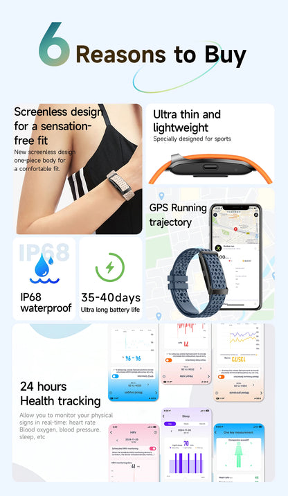 Dodobit Ai Non-screen Smart Bracelet with Heart Rate Blood Pressure Fitness Tracker Sport Reloj Inteligente 2026