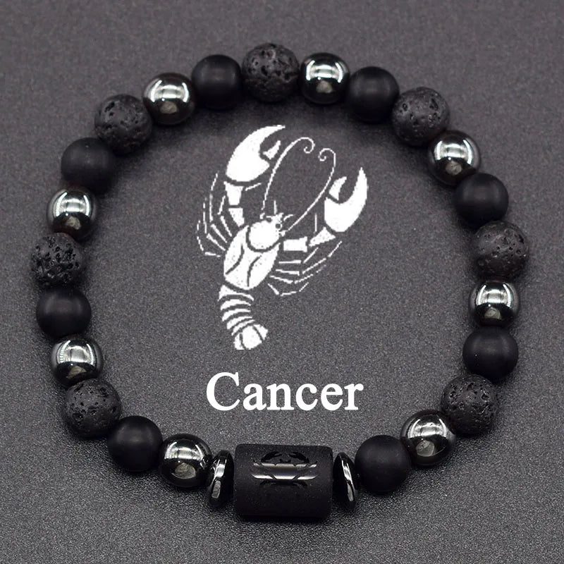 12 Zodiac Constellation Signs Bracelets for Men Women Real Natural Tiger Eye Stone Bead Bracelet Leo Taurus Charm Couple Jewelry