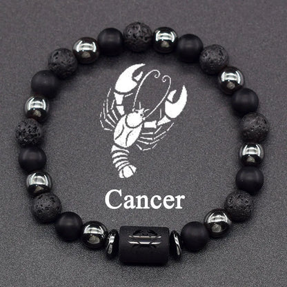 12 Zodiac Constellation Signs Bracelets for Men Women Real Natural Tiger Eye Stone Bead Bracelet Leo Taurus Charm Couple Jewelry