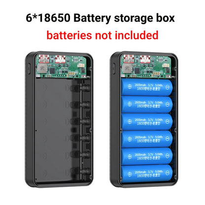 18650 Power Bank Battery Box 18650 Battery Cases Easy Carry Design For Daily Work 10W 6x18650 Power Bank Battery Storage Case