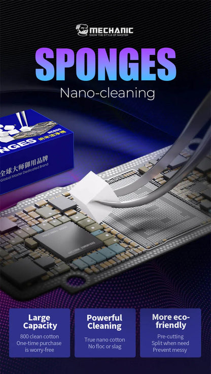 MECHANIC NC800 800PCS LCD Screen Nano Cleaning Sponge No Residue Cellphone PCB Motherboard Back Glass Camera Dust Cleaning Tool
