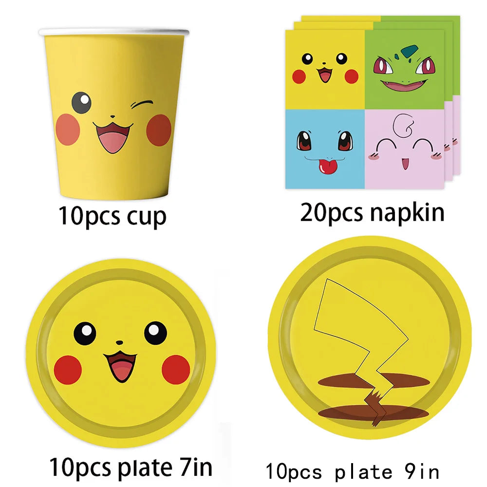 Birthday Party Favor Supplies Pik chu Braclet Keychain Stamp Mask Set for Birthday Party Bag Classroom School Reward Prize Gift