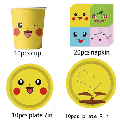 Birthday Party Favor Supplies Pik chu Braclet Keychain Stamp Mask Set for Birthday Party Bag Classroom School Reward Prize Gift