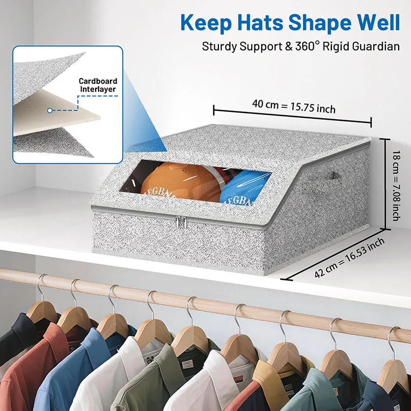 Multifunctional Large Capacity Foldable Baseball Cap Storage Box With Lid Dustproof Hat Organizer Container For Home Closet