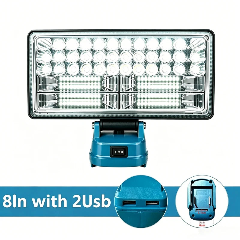 90W LED Work Light for Makita 18V Battery LED Spotlight -9000LM Cordless Jobsite Flood Light Construction Work Light USB Charger