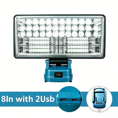 90W LED Work Light for Makita 18V Battery LED Spotlight -9000LM Cordless Jobsite Flood Light Construction Work Light USB Charger