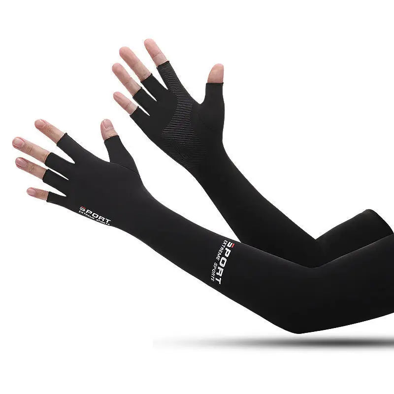 A Pair Outdoor Sports Cycling Summer Sunscreen Ice Feeling Long Gloves
