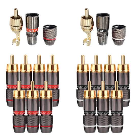 2/4/8Pcs Gold-Plated Musical Sound Plugs RCA Plug Jack Adapter RCA Connector for MIC Audio Video Speaker Cable
