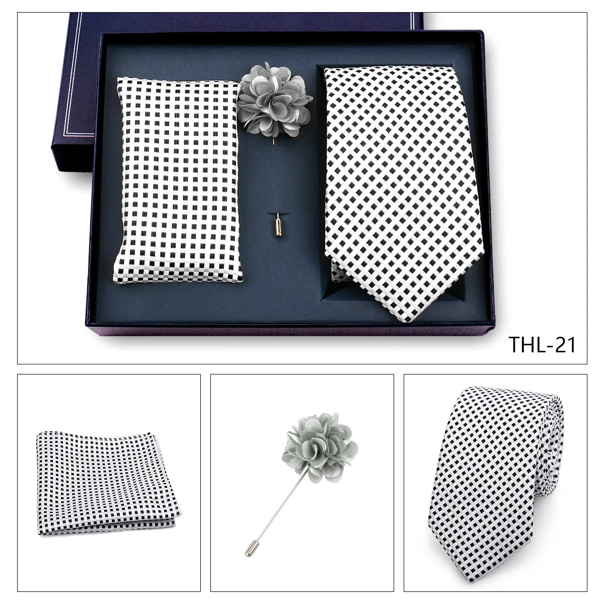 Elegant Ties For Men Classic Paisly Neck Tie Pocket Square Brooch Set With Gift Box Mens Business Wedding Suit Accessories
