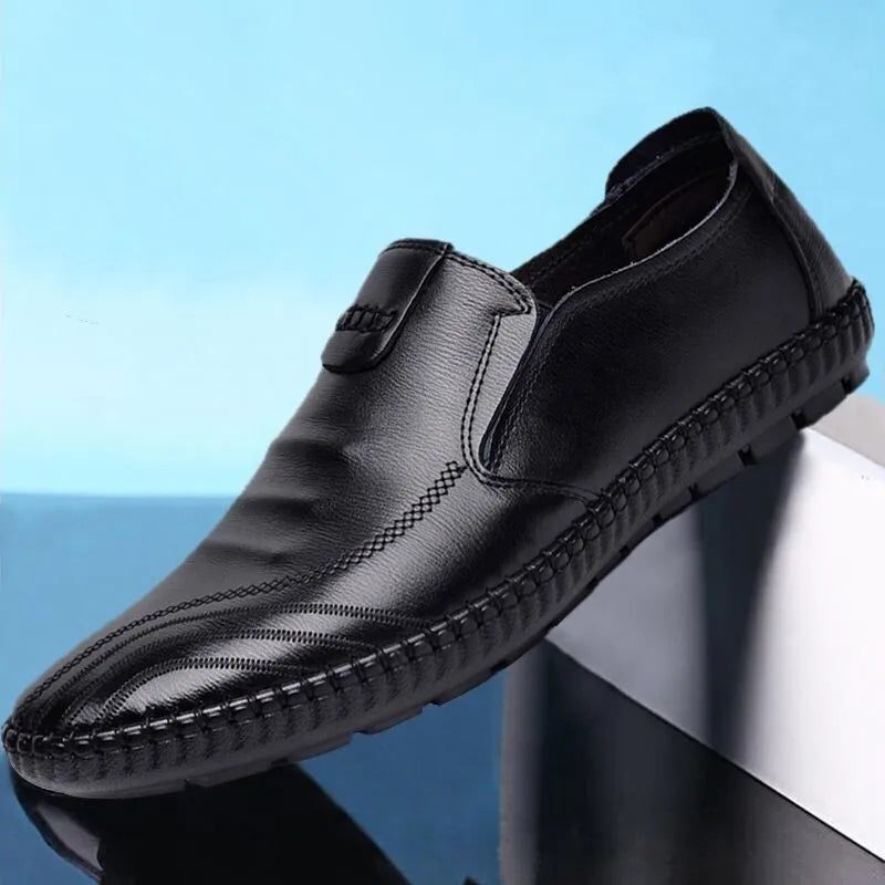 Mens PU Leather Loafers Non Slip Walking Flats Breathable Outdoor Slip on Casual Shoes for Male Work Office Driving Sneakers2