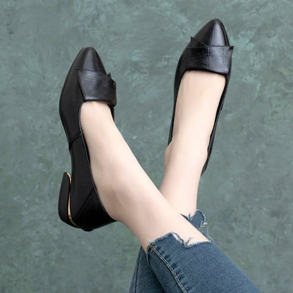 Soft Leather Pointed Toe Flat Loafers, Women's Bow Slip On Shoes for Casual Office Vacation Wear