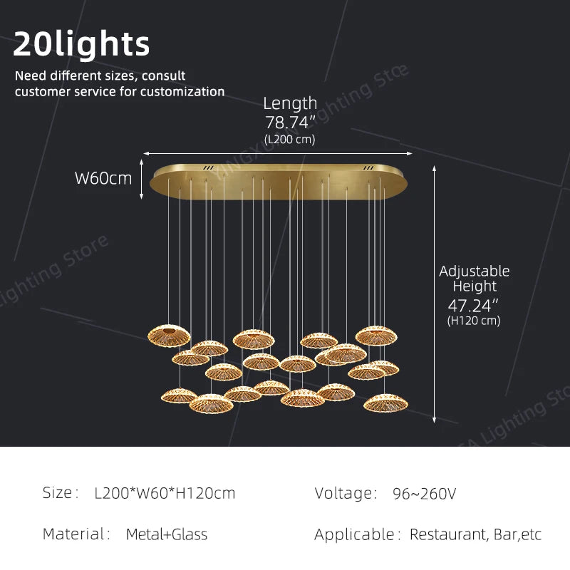Modern Restaurant Pendant Lamp for Villa Dining Table Bar Kitchen Island Hanging Light for LED Glass Dining Room Chandelier