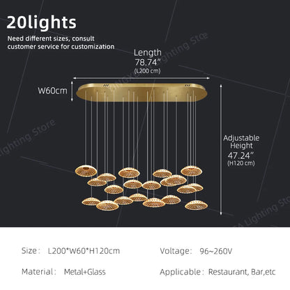 Modern Restaurant Pendant Lamp for Villa Dining Table Bar Kitchen Island Hanging Light for LED Glass Dining Room Chandelier