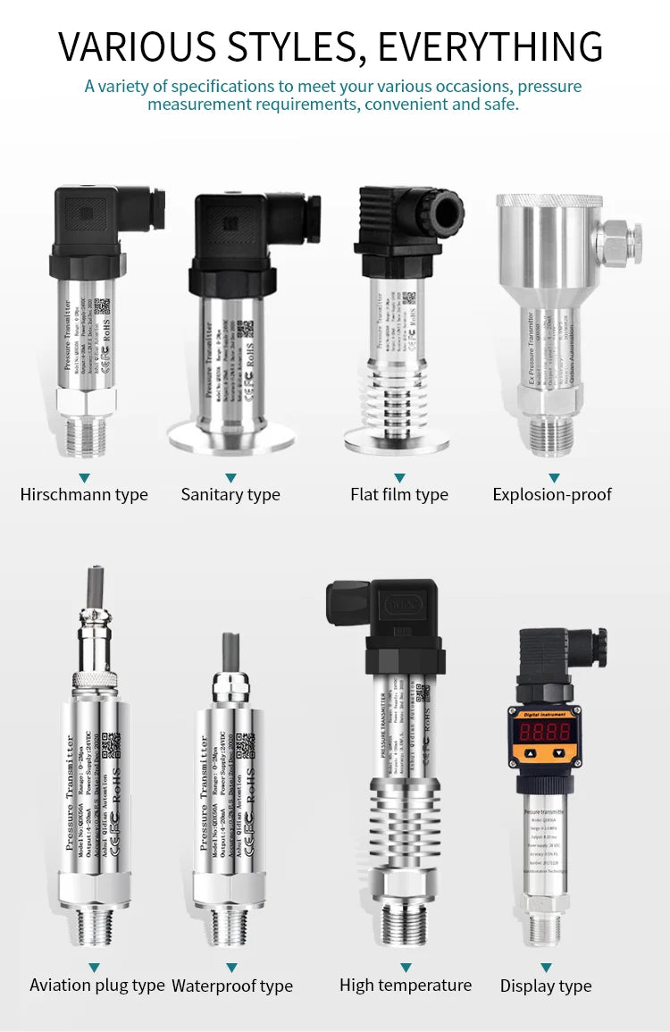200bar 400bar 600bar NPT1/4 Water Oil Fuel Diesel Pressure Transmitter 4-20mA RS485 0-10V 0-5V Hydraulic Pressure Sensor QDX50A