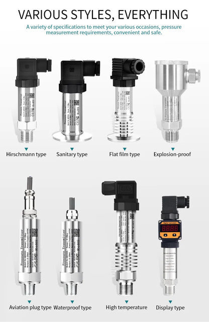 200bar 400bar 600bar NPT1/4 Water Oil Fuel Diesel Pressure Transmitter 4-20mA RS485 0-10V 0-5V Hydraulic Pressure Sensor QDX50A