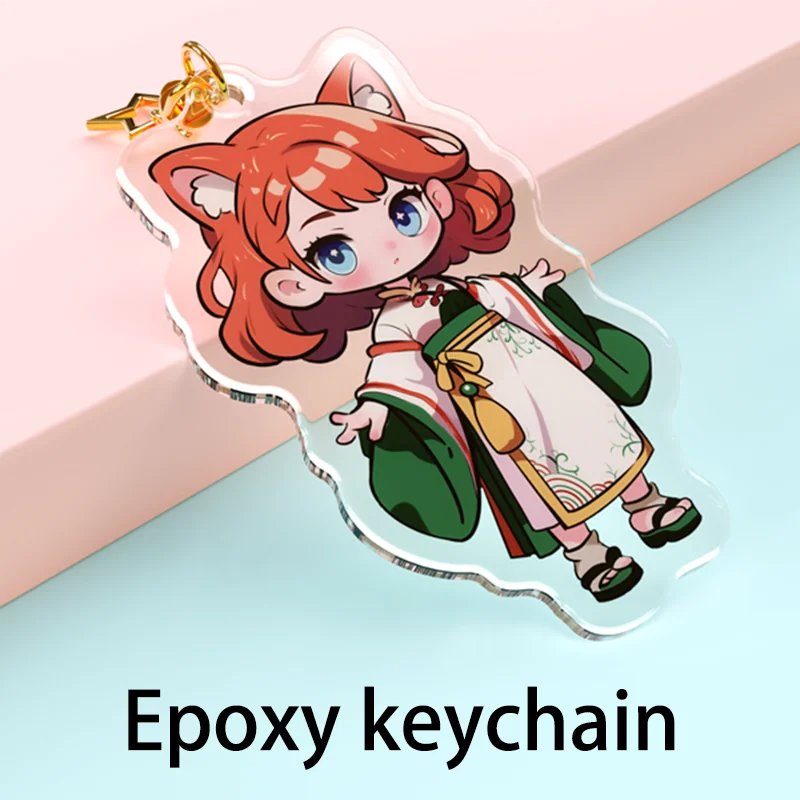 Custom Acrylic Keychains Cartoon Logo Key Chains Photo Customized Anime Charms Hologram Clear Personalized Designer Keychain