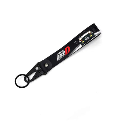 Initial D Car Keychain Nylon JDM Style Gift Lanyard Keyring Auto Key Steel Spring Clip Key Starp Key Pendant