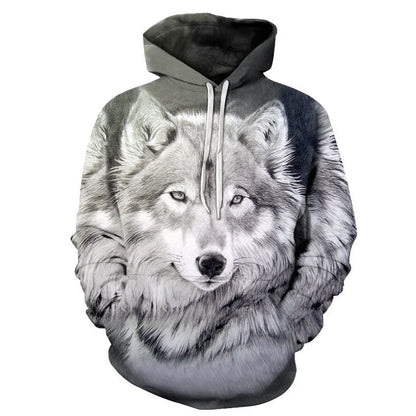 2023 Men's Oversized Hoodie 3D Wolf Animals Pattern Ferocious Warrior Fashion Sweatshirt Loose Street Funny Tracksuits Fitness