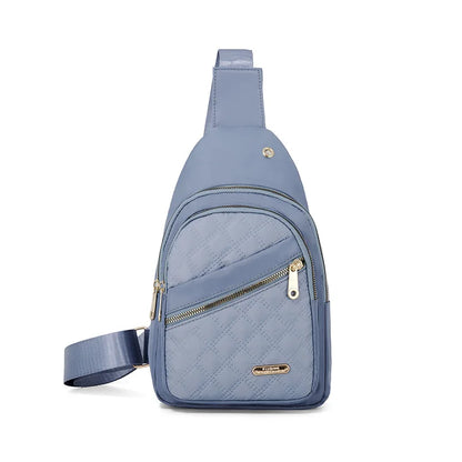 Leisure Quilted Crossbody Bag for Women Chest Bag with Earphone Hole Outdoor Hiking Sling Bag Suitable for Daily Use, Travel
