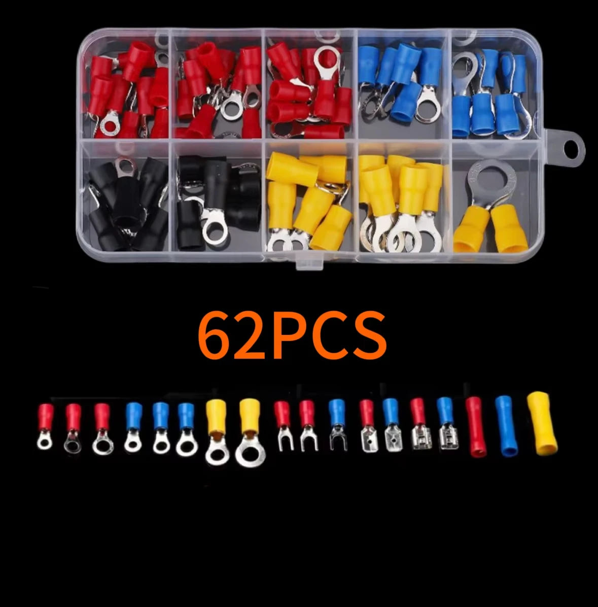 Vehicle Electrical Wire Connectors Kit Assorted Male Female Spade Ring Fork Butt Quick Splice Insulated Terminals For Automotive
