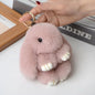 Fluffy Bunny Keychain - Plush Play Dead Rabbit Doll with Bow, Cute Animal Keychain Toy for Kids Girls, Soft Furry Gift