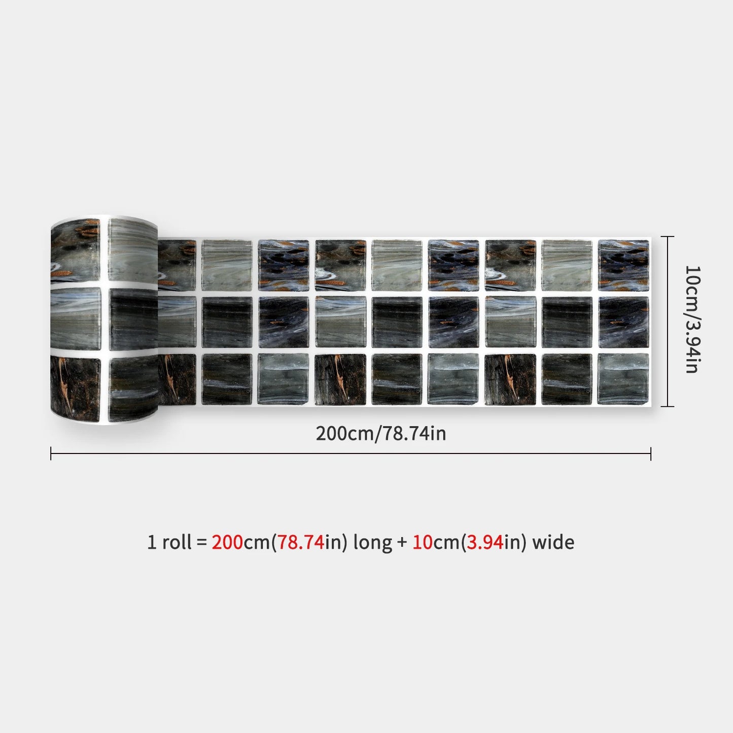 10x200cm Baseboard Sticker Moroccan Mosaic Tile Style Wall Border Sticker DIY Kitchen Bathroom Decoration Waistline Wall Sticker