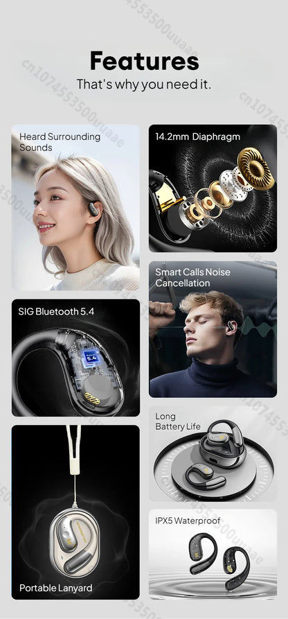 Słuchawki Monster Open Ear AC360 Air Conduction Bluetooth 5.4 Ture Wireless Earphones Stereo 360° OWS Bezprzewodowy Zestaw Słuchawkowy Sportowy