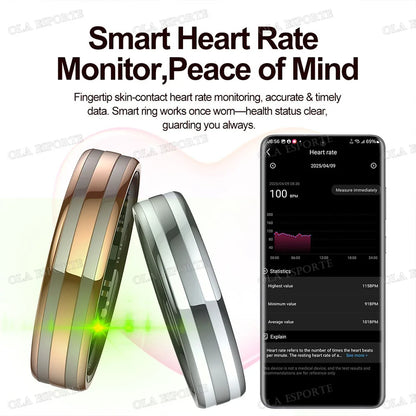 Men Women Smart Ring 5ATM Waterproof Pedometer Multi-function Ring Heart Rate Blood Pressure Monitor Health Smart Ring 2025 New