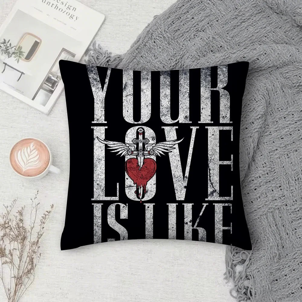 Rock Band B-Bon Jovi Forever Pillow Case Square Double-Sided Printing Short Plush Sofa Cushion Cover Bedroom Bedside Pillow