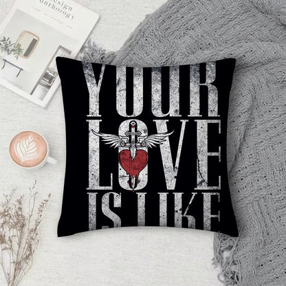 Rock Band B-Bon Jovi Forever Pillow Case Square Double-Sided Printing Short Plush Sofa Cushion Cover Bedroom Bedside Pillow