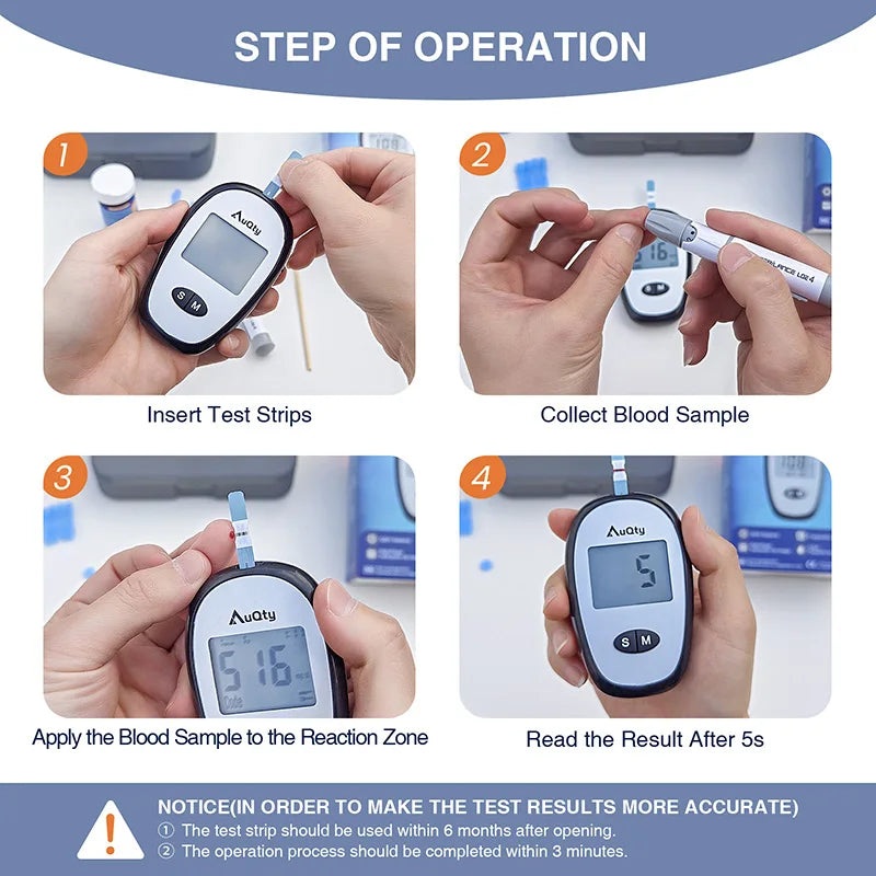 Blood Glucose Meter With Individually Wrapped Glucose Test Strip Glucometer Kit Blood Sugar Monitor for Diabetes Fast Result