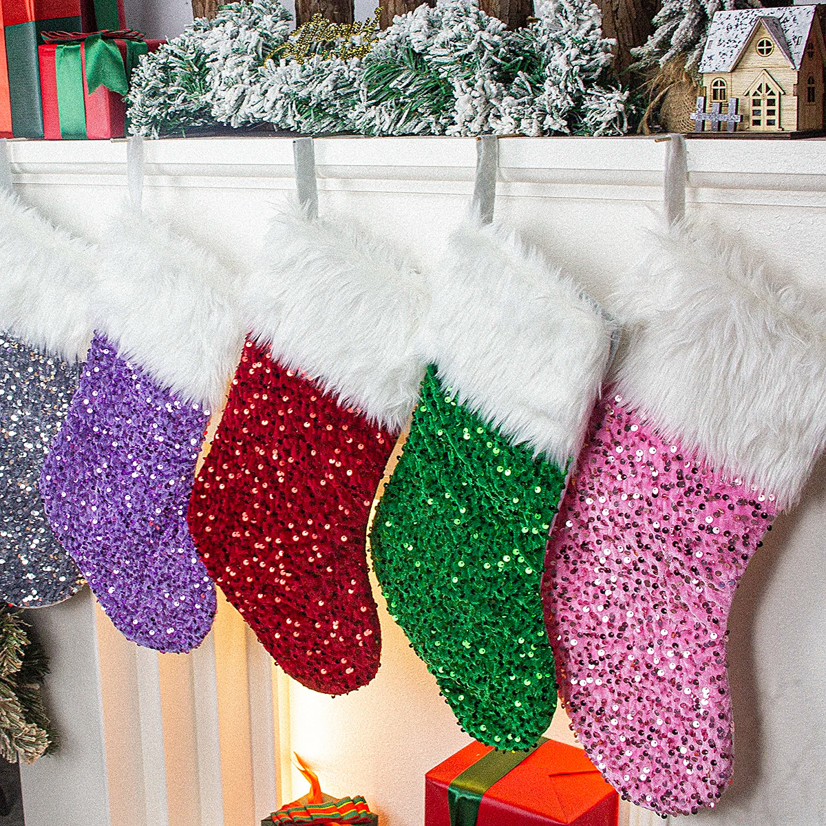 Christmas stocking festival decorations sequins 26-letter Christmas tree ornaments gift bag socks hotel party supplies