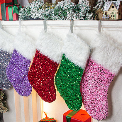 Christmas stocking festival decorations sequins 26-letter Christmas tree ornaments gift bag socks hotel party supplies