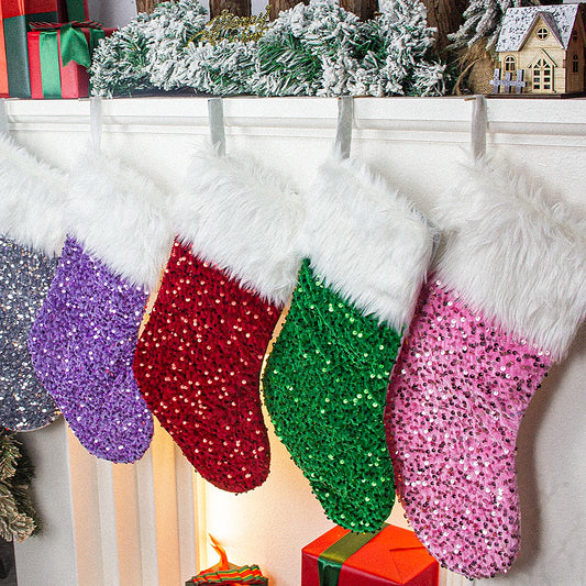 Christmas stocking festival decorations sequins 26-letter Christmas tree ornaments gift bag socks hotel party supplies