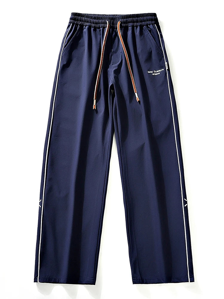 Summer Men's Sweatpants Wide Leg Straight Ice Silk Cooling Pants Big Size 8XL 7XL 6XL Sportswear Loose Fit Track Trousers