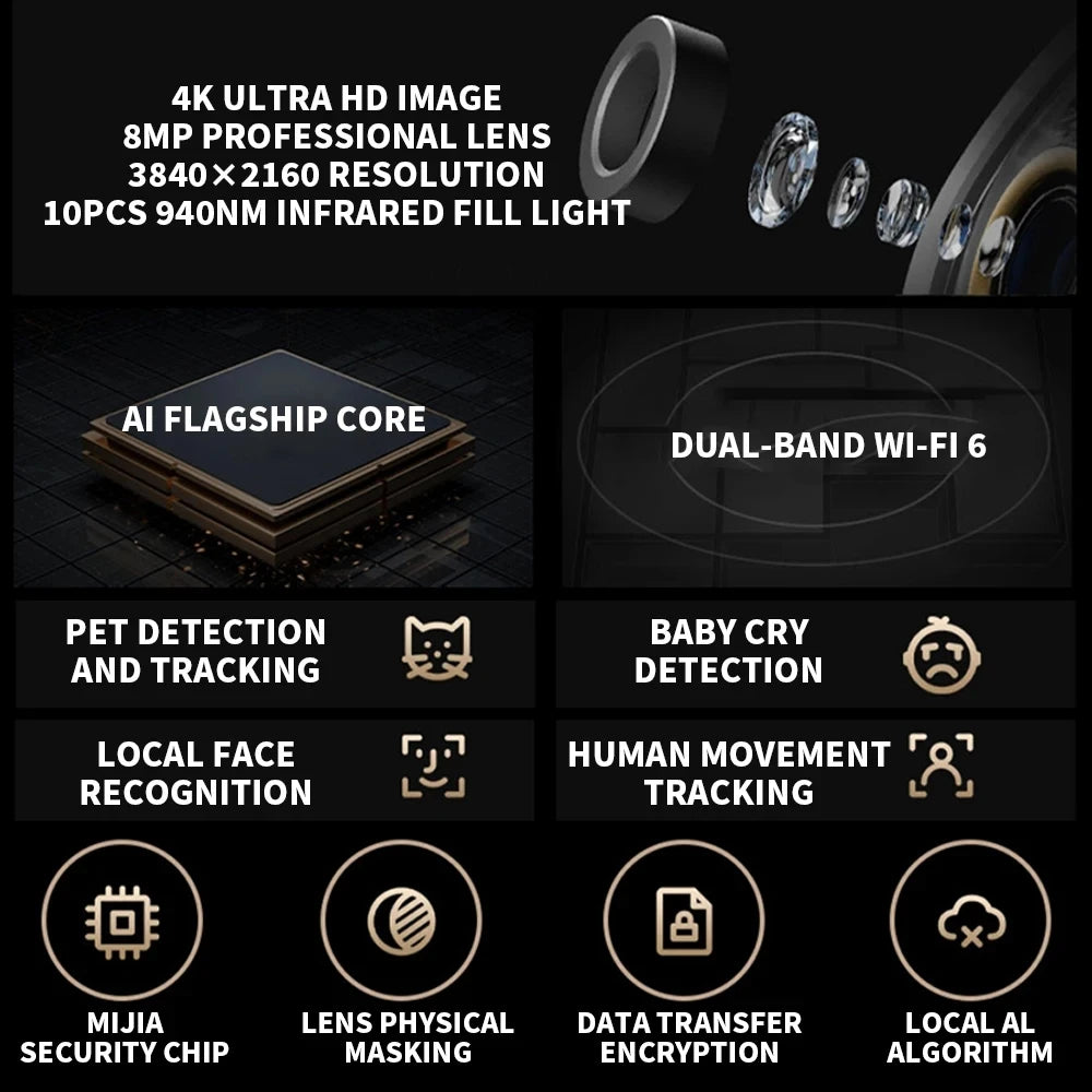 Xiaomi C700 Smart Camera 4K Ultra HD 8MP AI Human Tracking Low-Light Full Color Night Vision Mobile Surveillance