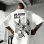 2026 Summer Dragon Ball Oversized T-shirt High Quality 100% Cotton Kid Goku with Power Pole Line Art Print UnisexCasual Y2K