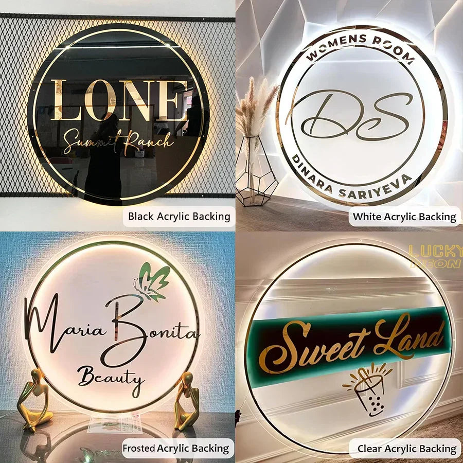 Personalized Business Sign With LED Backlit Floating LED Custom Logo Sign for Beauty Salon ,Office，Spa Illuminated Wall Sign