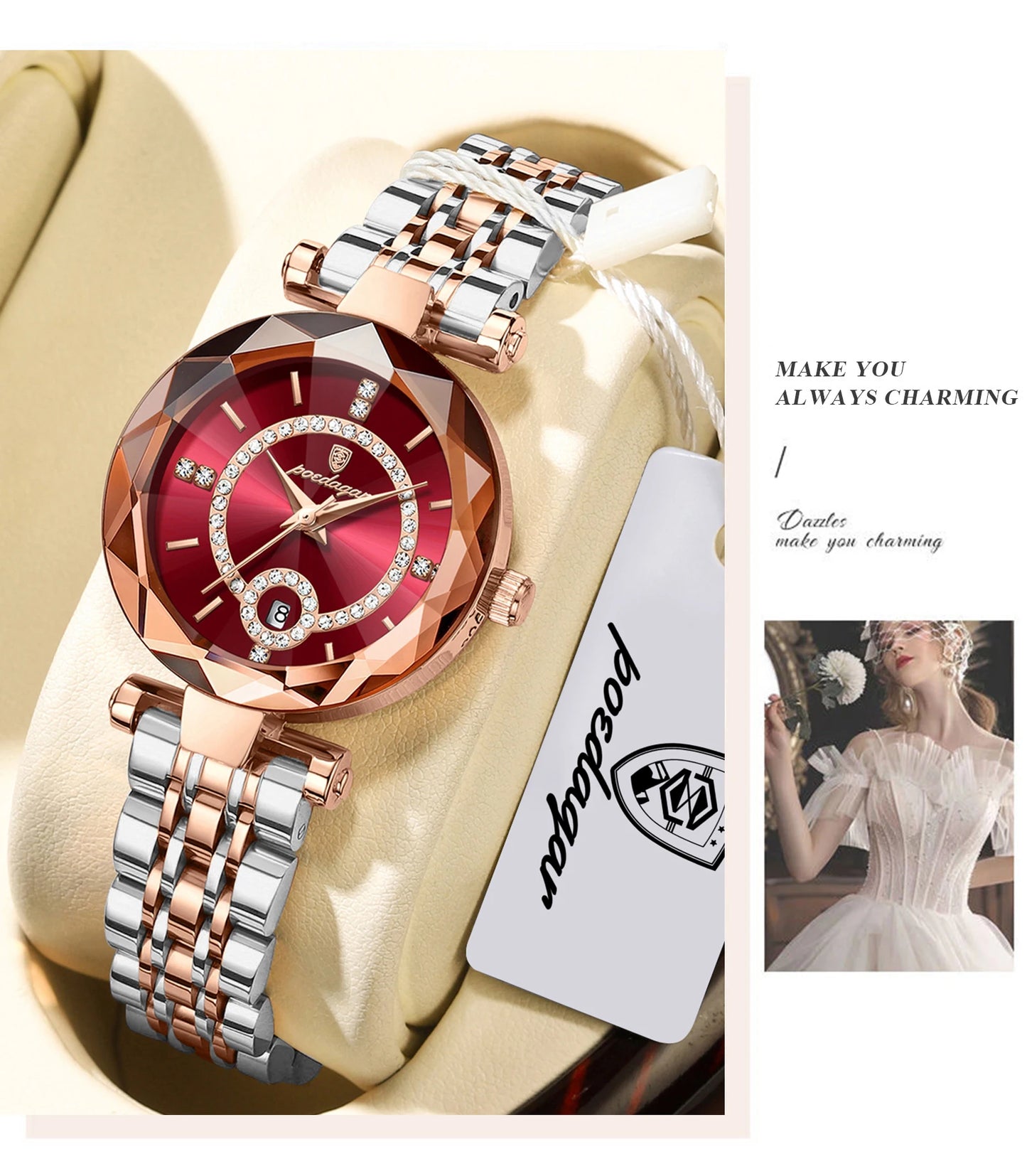 POEDAGAR High Quality Exquisite Wristwatch For Woman Waterproof Stainless Steel Date Quartz Ladies Watch Elegant Women's Watches