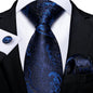 Black And Silver Paisley Floral Men's Ties Gray Blue Pink Wedding Accessories Neck Tie Set Handkerchief Cufflinks Gift For Men