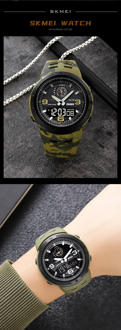 SKMEI  Outdoor Sports Men's Electronic 1655 Watch Dual Display Multi functional Waterproof Student Exploration Watch