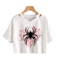 Women 's Sexy Cropped T Shirt Woman Graphic Gothic Spider Printed Tshirt Spring Summer Vintage Crop Tops 90s Clothes