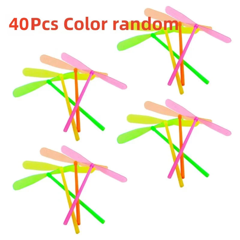 5/30Pcs Plastic Bamboo Dragonfly Shape Hand Push Flying Propeller Outdoor Sports Toy Gift Rotating Flying Arrow Outdoor Games