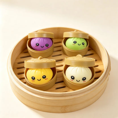 New 1-6pcs Blind Box Colorful Simulated Steamed Bun Squishy with Box Dumplings Sensory Squeeze Toy for Stress Relief