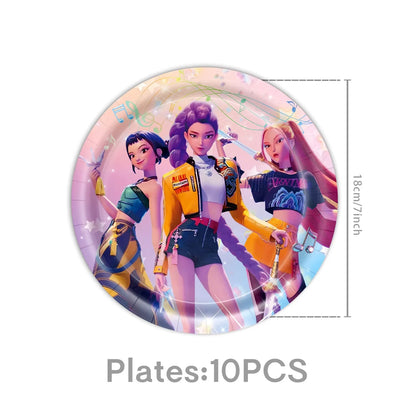 K-pop Kids Birthday Party Supplies All-in-One Decor Set-Paper Tableware Cups Candy Box Gift Bags Banner for Festive Celebrations