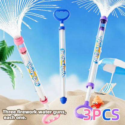 3-piece fireworks water gun for playing in water, toy for beach, children's water gun toy, party water gun, floating water gun