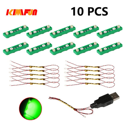 10PCS 0.8mm Pin RGB LED For LEGO Building Blocks USB Lamp DIY Street Light City Electric Decorate 1X1 Brick Compatible All Brand