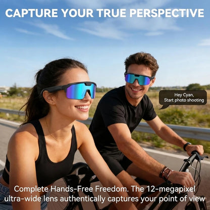 2026New AI Smart Glasses ChatGPT 1200P Camera 30MP Anti-shake Cycling Video&Photo Sport Sunglasses DualMic 4GB Windproof Goggles