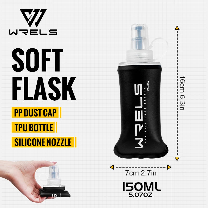 WRELS Water Bottle TPU Folding Soft Flask Outdoor Sport Water Bag Collapsible Water Bottle 500ml For Running Camping BPA Free